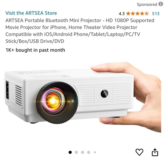 Brand new Artsea Mini Bluetooth Projector - Picture 2 of 2